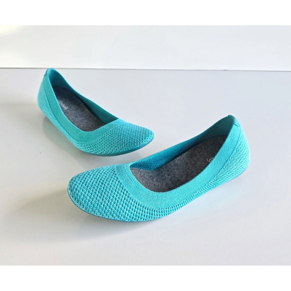 ALLBIRDS Tree Breezers Blue Ballet Flats Sz 9.5 39.5 Knit Comfort Vegan Slip On